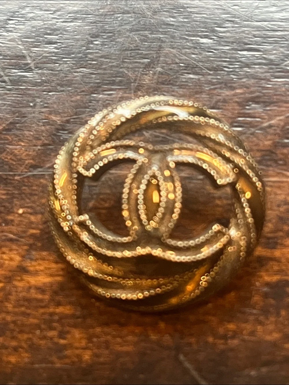 Chanel Gold-Tone Interlocking CC Logo Button -